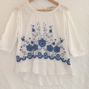 Boden embroidered white blouse size 8